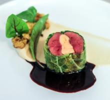Taube, Foie gras und Kohl